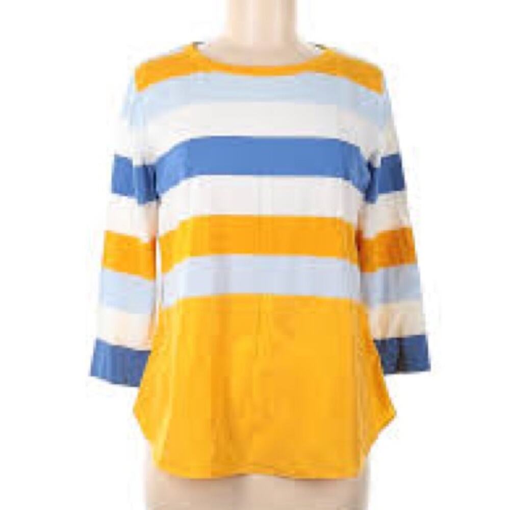 COS XSmall Tunic Striped Sweater Knit Top Blouse Silk Bottom Button-back